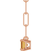 14K Rose 6x4 mm Natural Citrine Solitaire 16" Necklace
