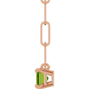 14K Rose 6x4 mm Natural Peridot Solitaire 16" Necklace