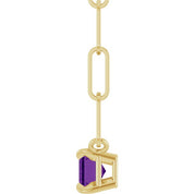 14K Yellow 6x4 mm Natural Amethyst Solitaire 16" Necklace