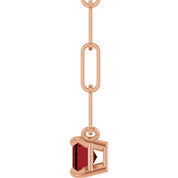 14K Rose 6x4 mm Natural Mozambique Garnet Solitaire 18" Necklace