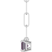 14K White 6x4 mm Lab-Grown Alexandrite Solitaire 18" Necklace