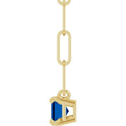 14K Yellow 6x4 mm Lab-Grown Blue Sapphire Solitaire 18" Necklace