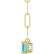 14K Yellow 6x4 mm Natural Blue Zircon Solitaire 16" Necklace