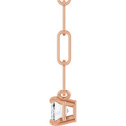 14K Rose 5/8 CT Lab-Grown Diamond Solitaire 16" Necklace