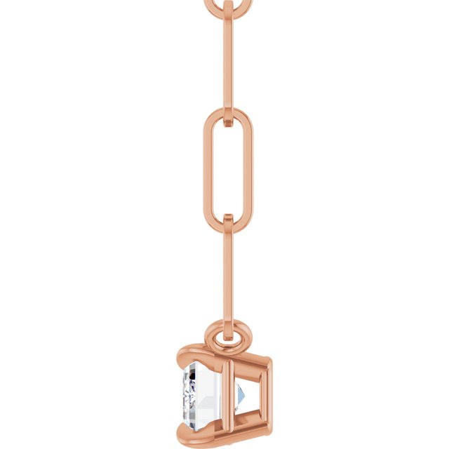 14K Rose 5/8 CT Lab-Grown Diamond Solitaire 16" Necklace