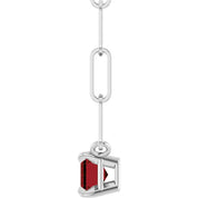 Sterling Silver 6x4 mm Natural Mozambique Garnet Solitaire 16" Necklace
