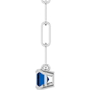 Sterling Silver 6x4 mm Lab-Grown Blue Sapphire Solitaire 16" Necklace