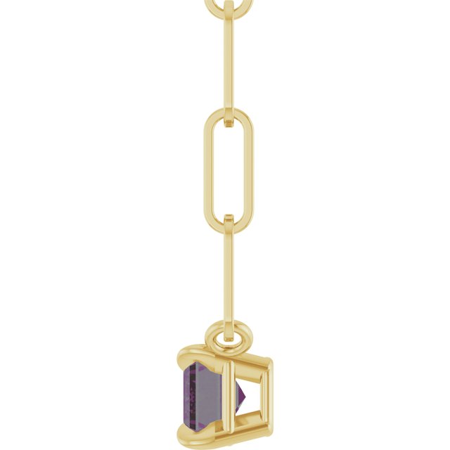 14K Yellow 6x4 mm Lab-Grown Alexandrite Solitaire 16" Necklace