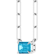 Sterling Silver 6x4 mm Natural Aquamarine Solitaire 18" Necklace