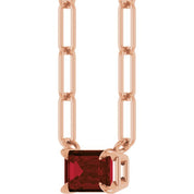 14K Rose 6x4 mm Natural Mozambique Garnet Solitaire 18" Necklace