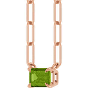14K Rose 6x4 mm Natural Peridot Solitaire 16" Necklace