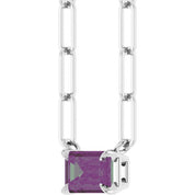 Sterling Silver 6x4 mm Lab-Grown Alexandrite Solitaire 18" Necklace