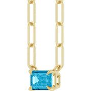 14K Yellow 6x4 mm Natural Aquamarine Solitaire 16" Necklace