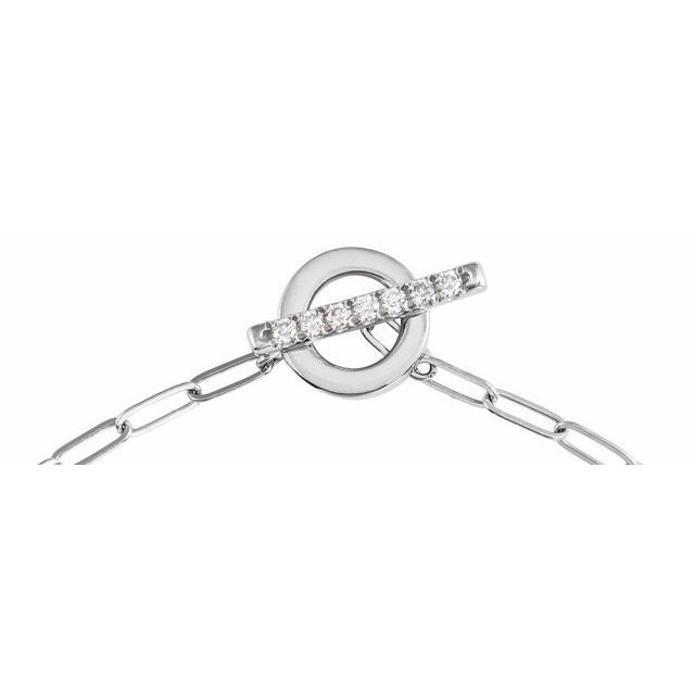 14K White 1/10 CTW Natural Diamond Toggle 7" Bracelet