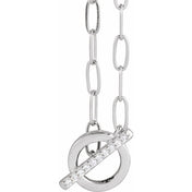 Sterling Silver .04 CTW Natural Diamond Toggle 16" Necklace