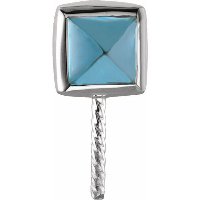 14K White 5x5 mm Natural London Blue Topaz Semi-Set Pendant for 11 mm Pearl