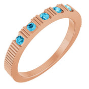 14K Rose Natural Aquamarine Stackable Ring