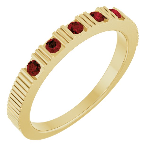 14K Yellow Natural Mozambique Garnet Stackable Ring