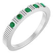 14K White Lab-Grown Emerald Stackable Ring