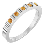 Platinum Natural Citrine Stackable Ring