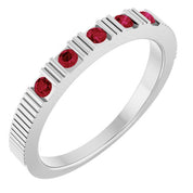 14K White Natural Ruby Stackable Ring