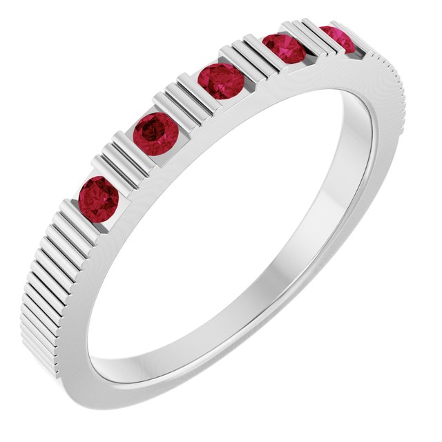 14K White Natural Ruby Stackable Ring
