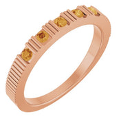 14K Rose Natural Citrine Stackable Ring