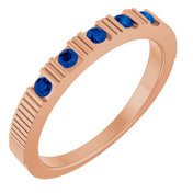 14K Rose Lab-Grown Blue Sapphire Stackable Ring
