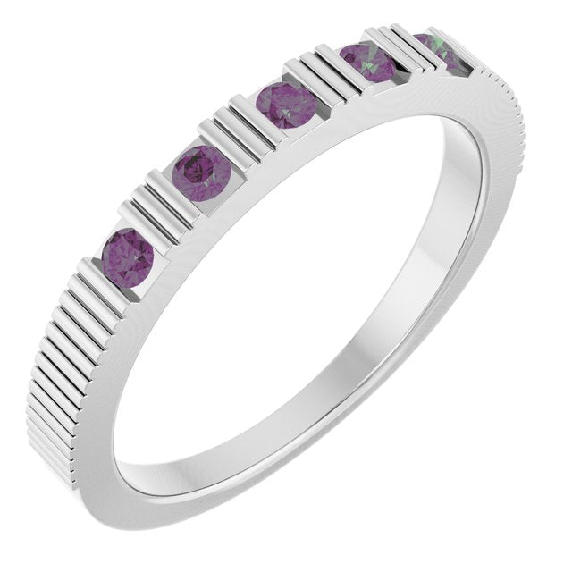 Platinum Natural Alexandrite Stackable Ring