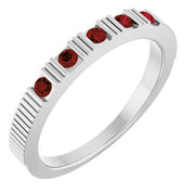 Platinum Natural Mozambique Garnet Stackable Ring