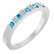 Sterling Silver Natural Aquamarine Stackable Ring