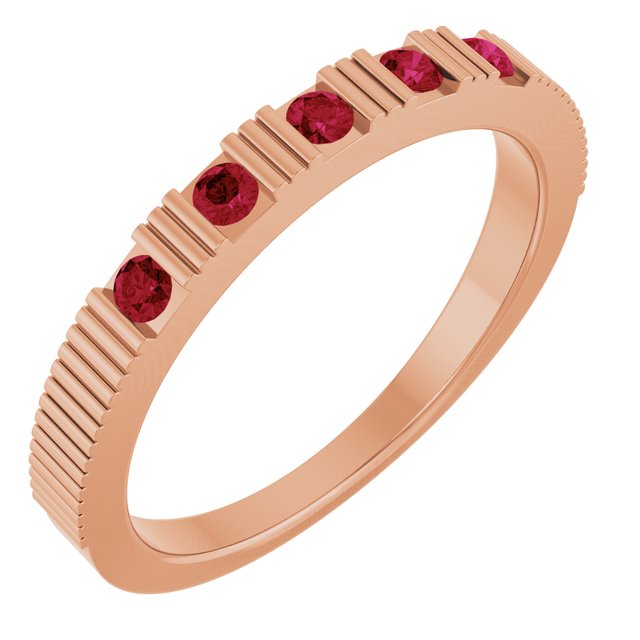 14K Rose Natural Ruby Stackable Ring