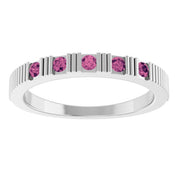 14K White Natural Pink Tourmaline Stackable Ring