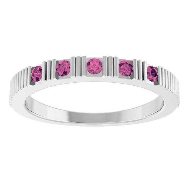 14K White Natural Pink Tourmaline Stackable Ring