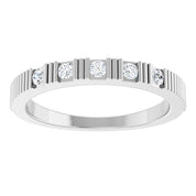 14K White Natural White Sapphire Stackable Ring