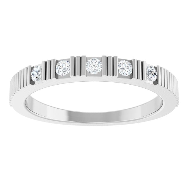 14K White Natural White Sapphire Stackable Ring