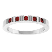 14K White Natural Mozambique Garnet Stackable Ring