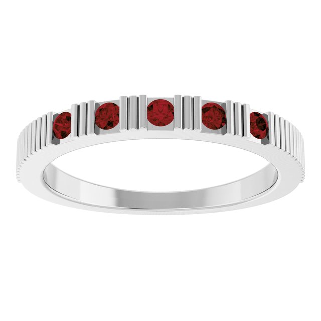 14K White Natural Mozambique Garnet Stackable Ring