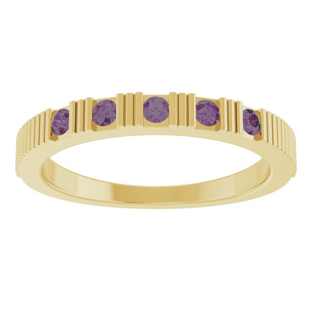 14K Yellow Natural Alexandrite Stackable Ring
