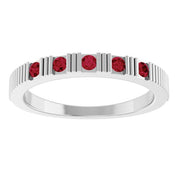 14K White Natural Ruby Stackable Ring