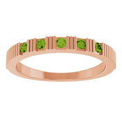 14K Rose Natural Peridot Stackable Ring