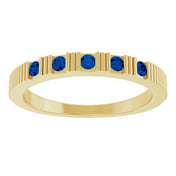 14K Yellow Lab-Grown Blue Sapphire Stackable Ring