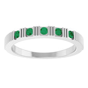 Platinum Natural Emerald Stackable Ring
