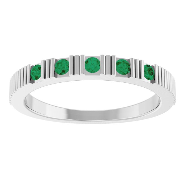 Platinum Natural Emerald Stackable Ring