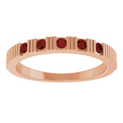 14K Rose Natural Mozambique Garnet Stackable Ring