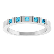Platinum Natural Aquamarine Stackable Ring