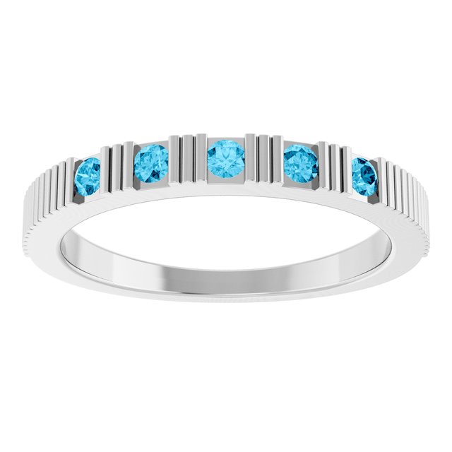 Platinum Natural Aquamarine Stackable Ring