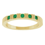 14K Yellow Natural Emerald Stackable Ring