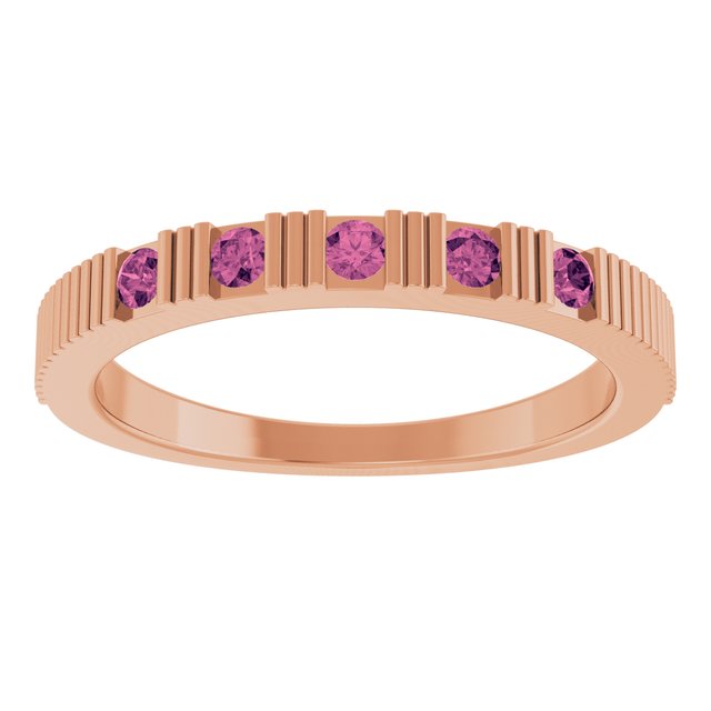 14K Rose Natural Pink Tourmaline Stackable Ring