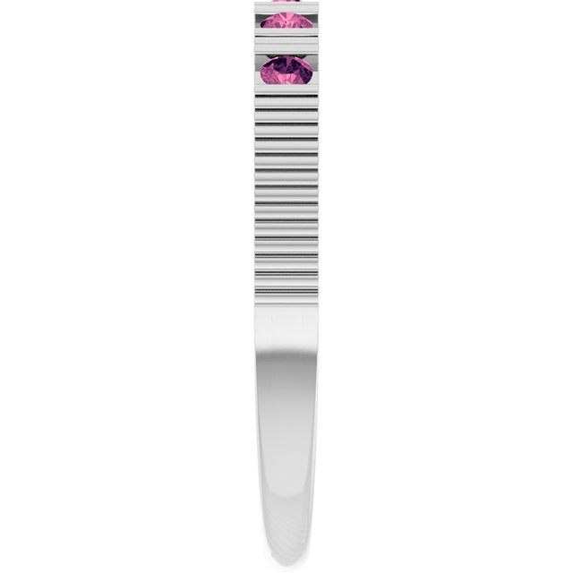 Platinum Natural Pink Tourmaline Stackable Ring